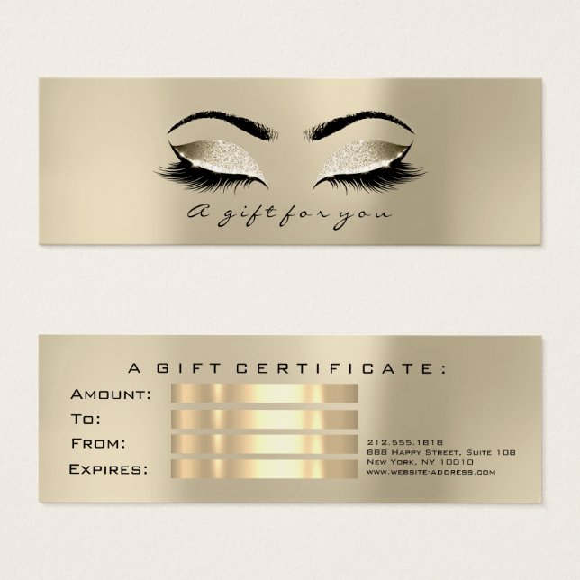 Small Gift Certificate Glitter Lash Champaigne (Front & Back)