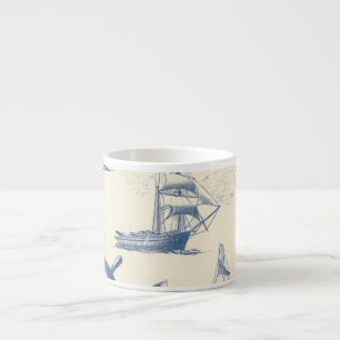 Small Glass Cup with Marine Details