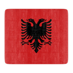Small glass cutting board- flag of Albania Board