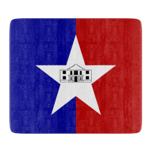 Small glass cutting board- flag of San Antonio Board