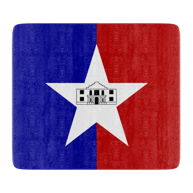 Small glass cutting board- flag of San Antonio Board (Front)