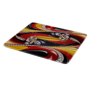 Small glass cutting board with Belgian Colors