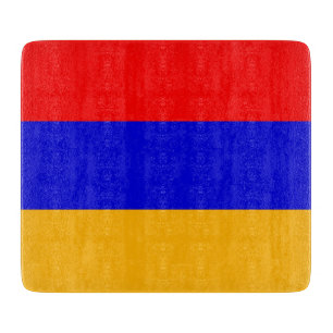 Small glass cutting board with flag of Armenia