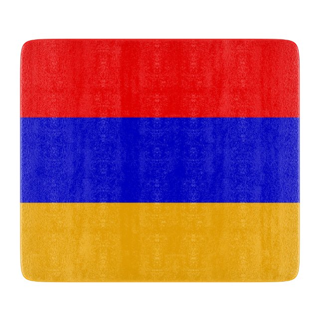 Small glass cutting board with flag of Armenia (Front)