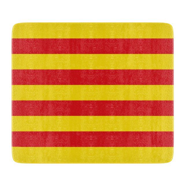 Small glass cutting board with flag of Catalonia (Front)