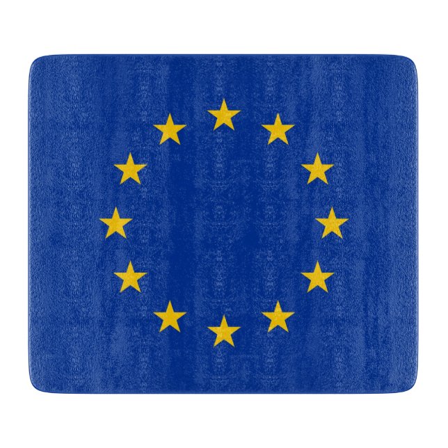 Small glass cutting board with flag of Europe (Front)
