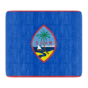 Small glass cutting board with flag of Guam