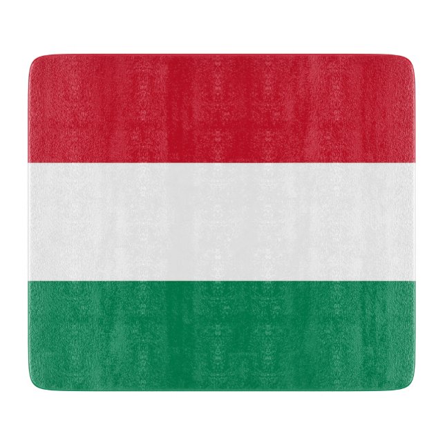 Small glass cutting board with flag of Hungary (Front)
