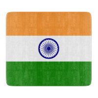 Small glass cutting board with flag of India