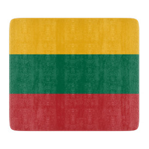 Small glass cutting board with flag of Lithuania