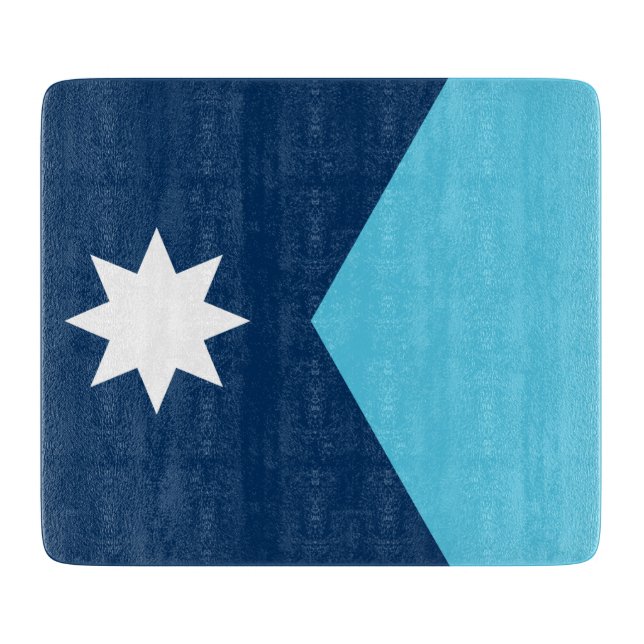 Small glass cutting board with flag of Minnesota (Front)