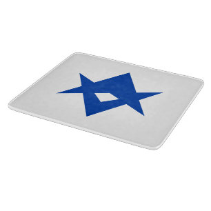 Small glass cutting board with flag of Toyota City
