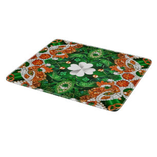 Small glass cutting board with Irish Colours