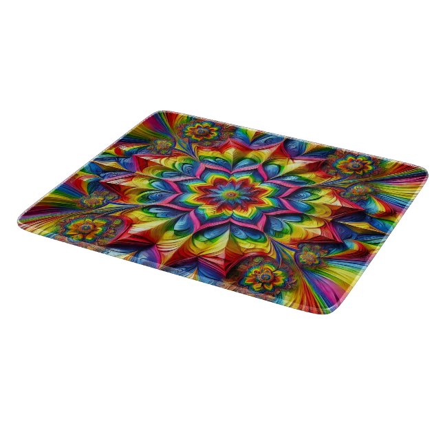 Small glass cutting board with LGBTQ Colours (Corner)