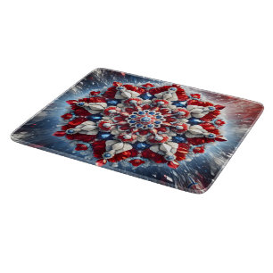 Small glass cutting board with Norwegian Colours