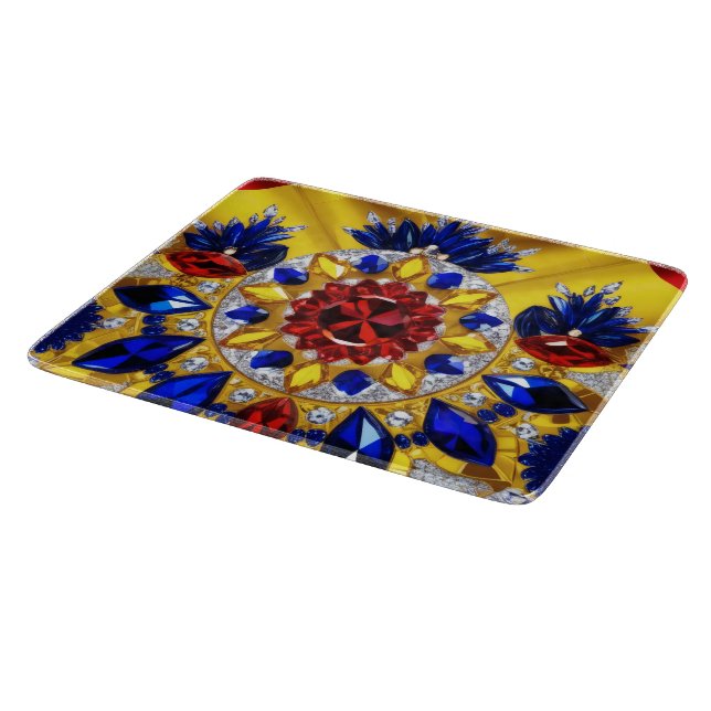 Small glass cutting board with Romanian Colours (Corner)