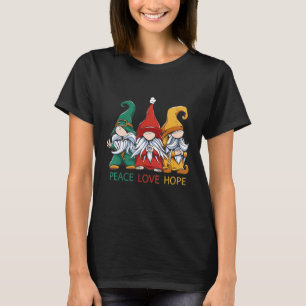 Small gnomes in green red and yellow peas love and T-Shirt