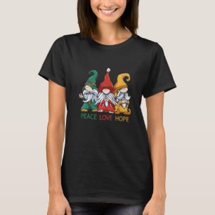 Small gnomes in green red and yellow peas love and T-Shirt
