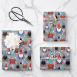 Small Gnomes Snowflake Illustrations Christmas Wrapping Paper Sheet<br><div class="desc">This cute and festive holiday Christmas pattern is the perfect design to gift to yourself, your friends, and your family. It features three multiracial gnomes with Christmas Nordic and Fairisle sweaters, hats, gloves, and boots with white snowflakes on top of a simple grey background. The colour scheme includes black, white,...</div>