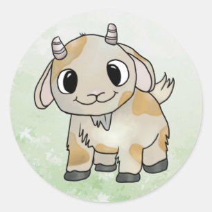 small goat classic round sticker