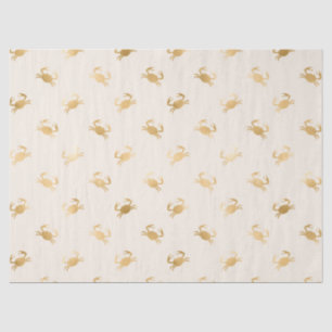 Small Gold Crabs on Off-White Decoupage Tissue Paper