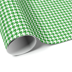 Small Green and White Houndstooth Wrapping Paper