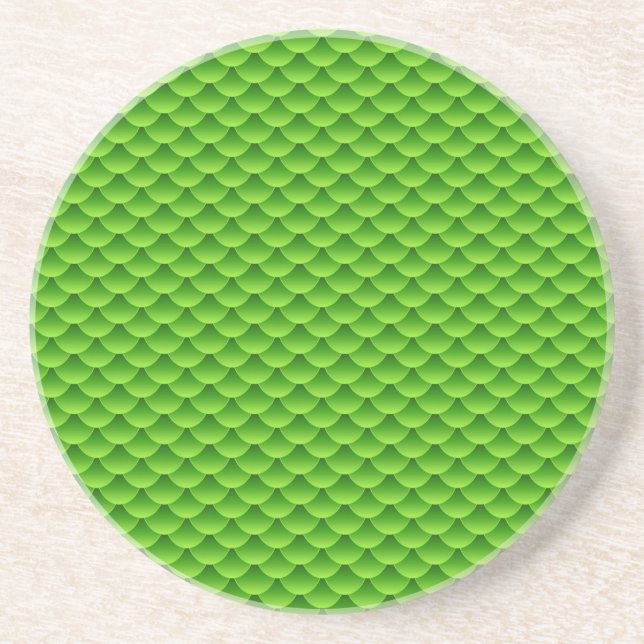 Small Green Fish Scale Pattern Coaster (Front)