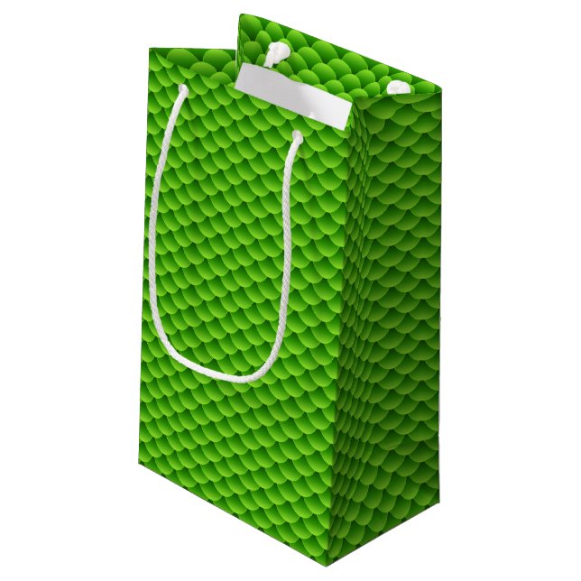 Small Green Fish Scale Pattern Gift Bag (Back Angled)