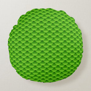 Small Green Fish Scale Pattern Round Pillow