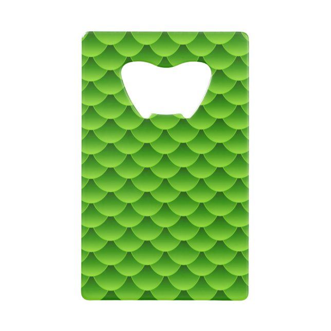 Small Green Fish Scale Pattern Wallet Bottle Opener (Front)