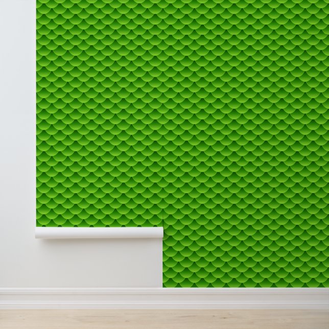 Small Green Fish Scale Pattern Wallpaper (Application)