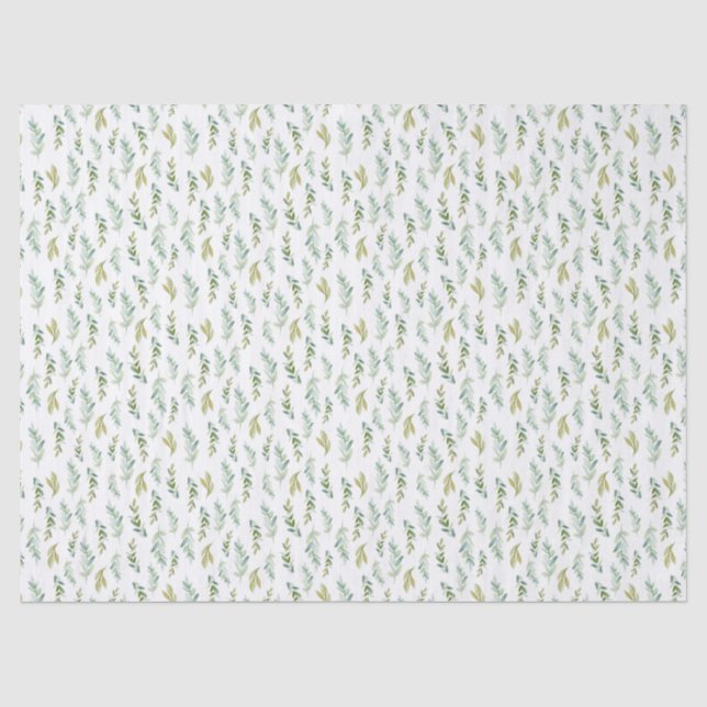 Small Green Foliage Leaves Tissue Paper (Front)