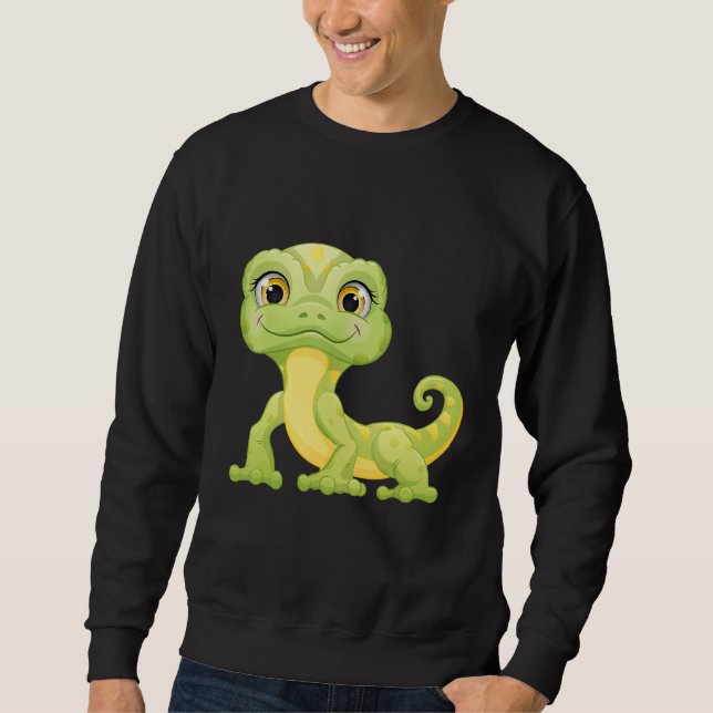 Small Green Lizard Iguana Reptiles Sweatshirt (Front)