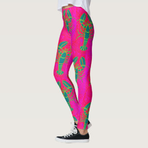small green lobsters Thunder_Cove pink Leggings