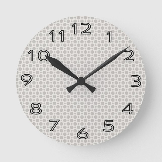Small Grey Dots Round Clock (Front)
