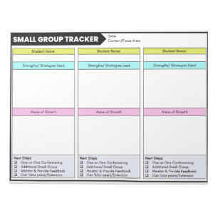Small Group Data Tracker Student Observations Notepad