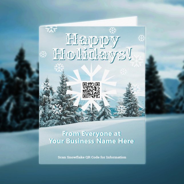 Small Happy Holidays Xmas Card Snowflake QR Code (Creator Uploaded)
