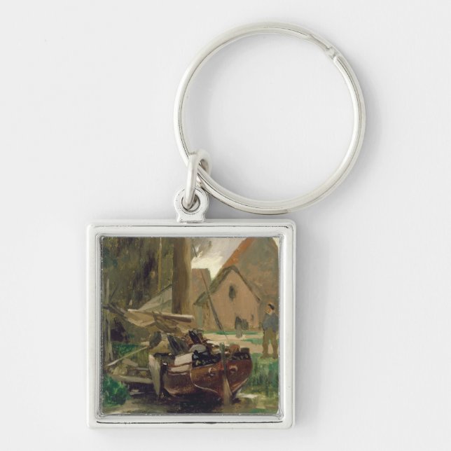 Small Harbour with a Boat Keychain (Front)