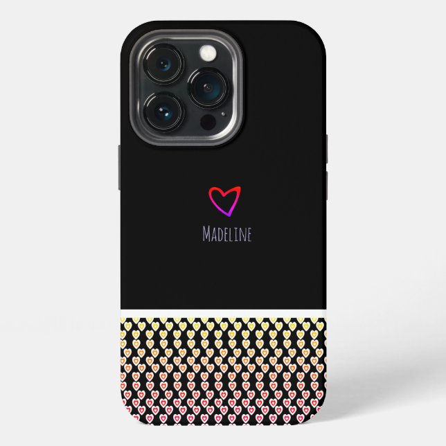 Small Heart Pattern Repeat Border Rainbow iPhone Case (Back)