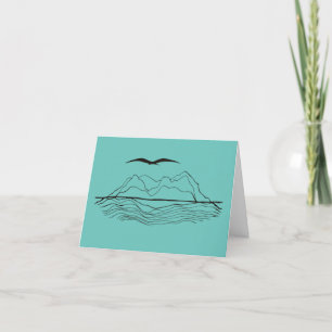 Small Horizon Drawing & Poem Folded Greeting Card 