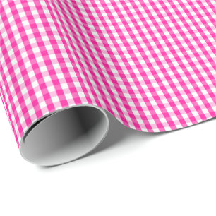 Small Hot Pink and White Gingham Wrapping Paper