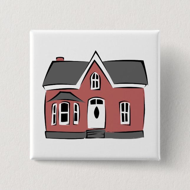Small House 2 Inch Square Button (Front)