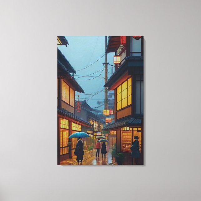 Small Japanese Rainy Road  Canvas Print (Front)