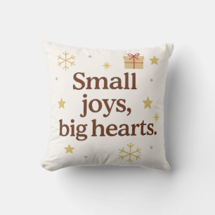 Small Joys, Big Hearts – Minimalist Holiday Throw  Throw Pillow