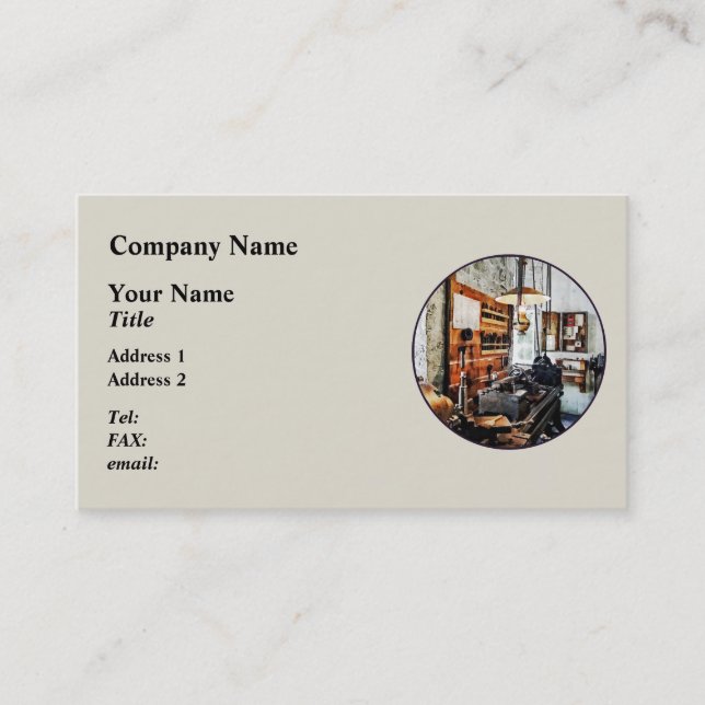 Small Lathe in Machine Shop Business Card (Front)