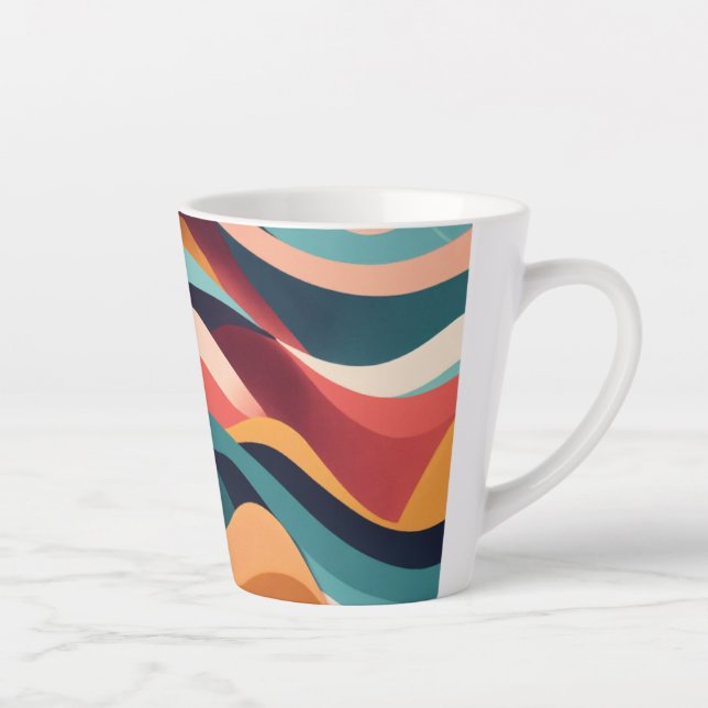 Small Latte Mug, 12 oz - Minimalist Geometric Mug (Right)