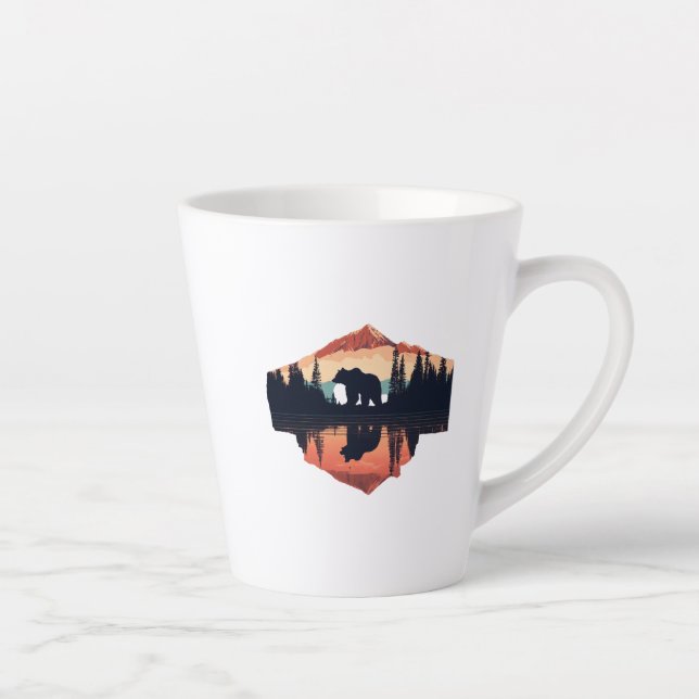 Small Latte Mug - Serene Mountain Scene, 12 oz (Right)