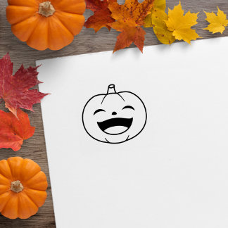Small Laughing Halloween Pumpkin 1x1 Rubber Stamp