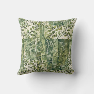 Small Leafy Twigs Colour Block Outdoor Pillow