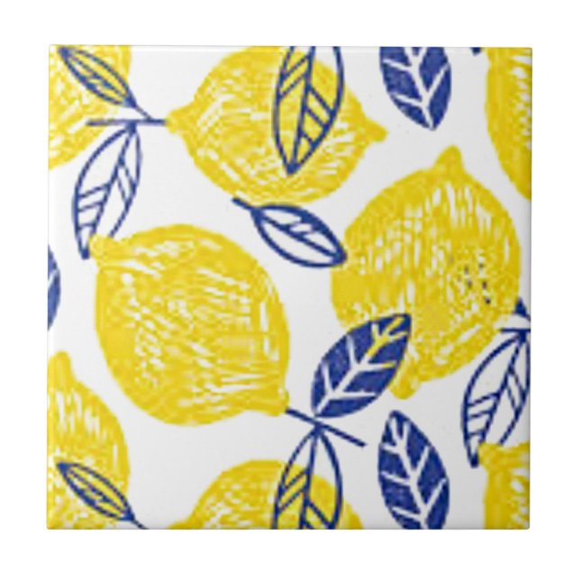 small lemon printed ceramic tile (Front)